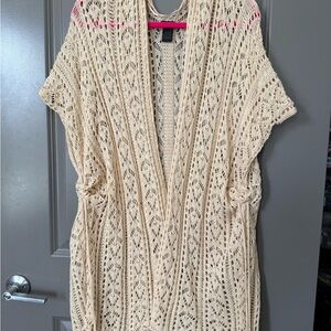 Like new Steve Madden Cream Crochet Open Cardigan